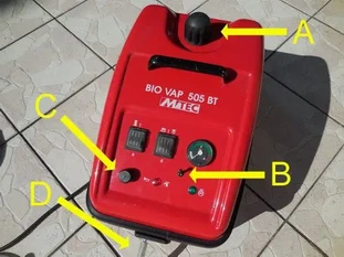 Machine à buée, détails des commandes