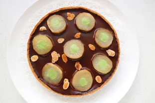 Tarte poires et chocolat, note de menthe
