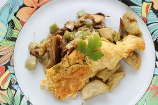 Omelette cassée champignons-artichauts