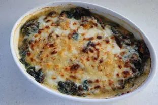 Gratin d'épinards et poulet épicé