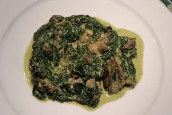 Épinards et champignons au pesto