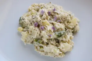 Riz crémeux aux asperges vertes et à l'oseille