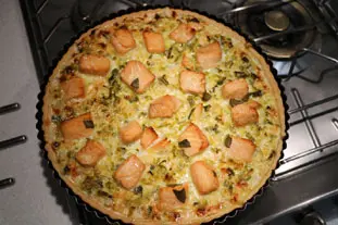 Tarte saumon et fondue de poireaux