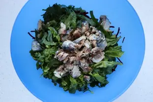 Salade verte et rouge, sardines et œufs mimosa : Étape 6