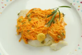 Filet de merlan aux carottes moutardées