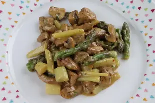 Émincé de veau aux champignons et asperges vertes